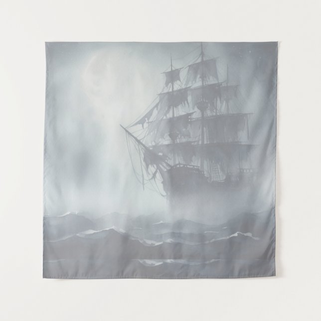 Tapiz Jubilación de Barco Pirata Gris, Niebla Gris (Anverso)