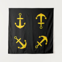 Juego de ancla de barco dorada de dibujos animados