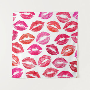 Tapiz Juego de labios rojos, fondo blanco.