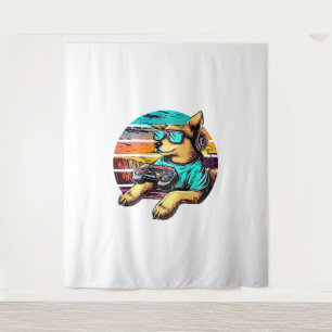 Tapiz Juego de perros, diseño retro vintage