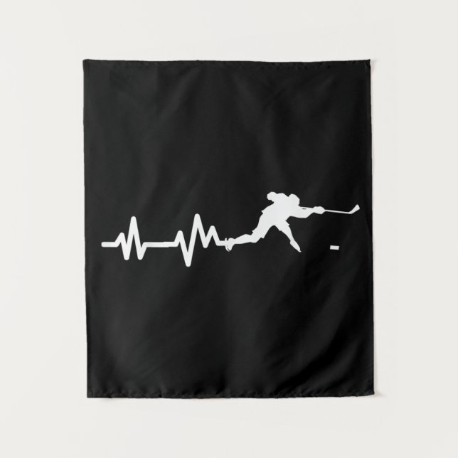 Tapiz Jugador de hockey Hearbeat Hockey sobre hielo (Anverso)