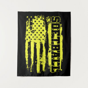 Tapiz Jugador de Softbol Bandera Americana