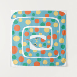 Tapiz Jugador Polka Dot Azul Y Naranja Resumen Snake