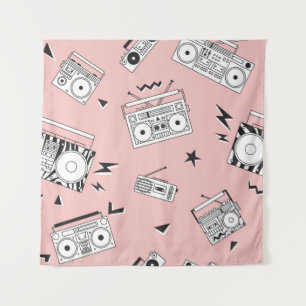 Tapiz Jugadores de cassette antiguos: patrón retro.