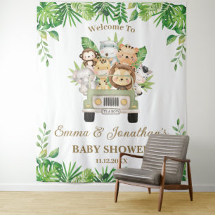 Tapiz Jungle Animals Safari Car Baby Shower Backdrop