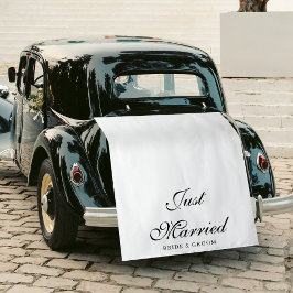Tapiz Just Married Wedding Date Fabric Car Banner Sign