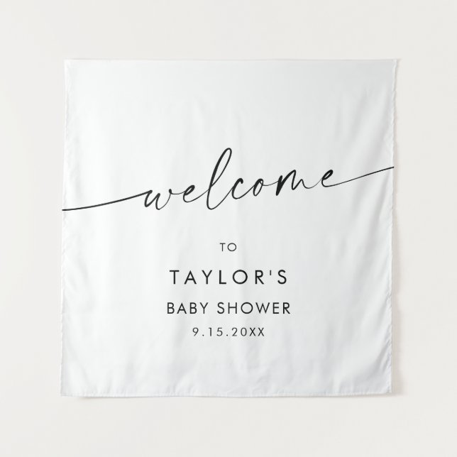 Tapiz KAIA Bienvenida Minimalista para Baby Shower (Anverso)