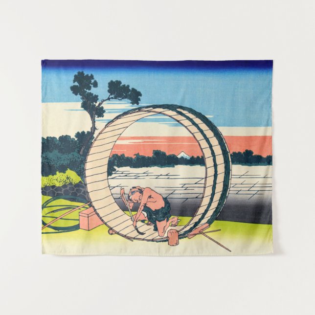 Tapiz Katsushika Hokusai - Fujimigahara, provincia de Ow (Anverso (horizontal))