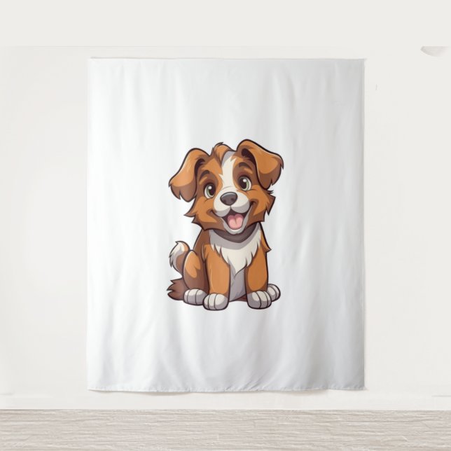 Tapiz Kawaii Australian Shepherd Puppy (Anverso)