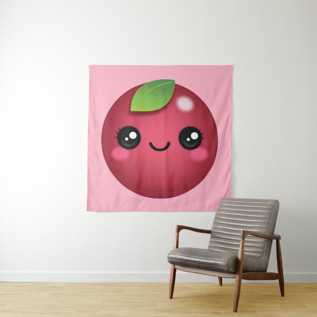 Tapiz Kawaii Cranberry Tapestry (In situ)