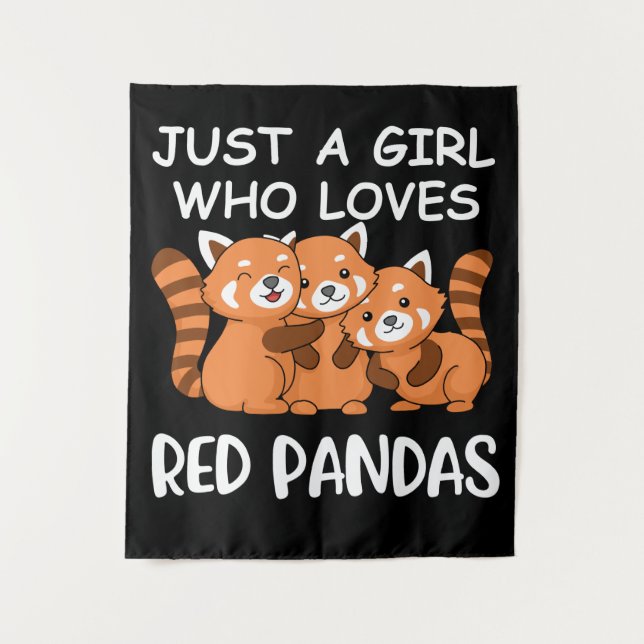 Tapiz Kawaii Gift Women Un Chica Que Ama Los Pandas Rojo (Anverso)