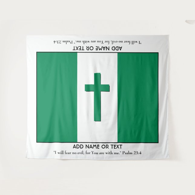 Tapiz Keepsake personalizado | BANDERA NIGERIA con cruz (Anverso (horizontal))