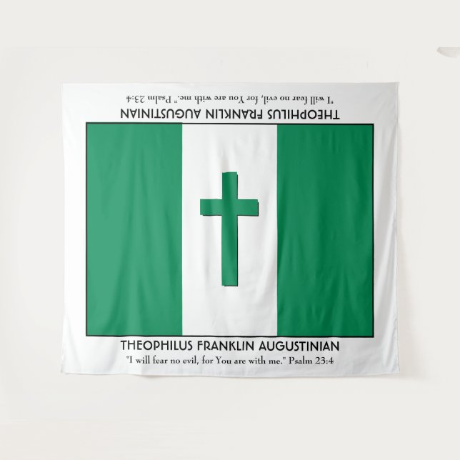 Tapiz Keepsake personalizado | BANDERA NIGERIA con cruz (Anverso (horizontal))