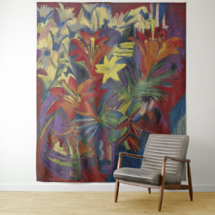 Tapiz Kirchner Lirios Naranjas Vibrantes Expressionistas