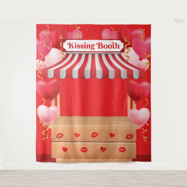 Tapiz Kissing Booth Valentine Day Love Backdrop (Anverso)