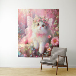Tapiz Kitty lindo en pintura de Rosas y flores