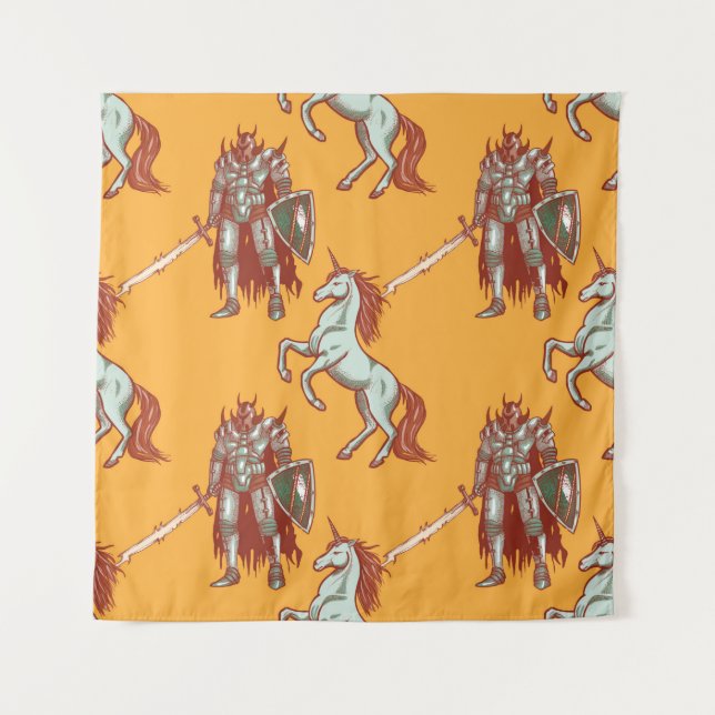 Tapiz knight medieval y unicornio (Anverso)