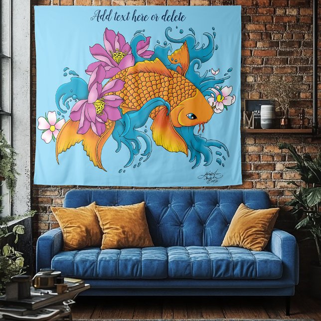 Tapiz Koi Fish Lotus Cherry Blossoms (Subido por el creador)