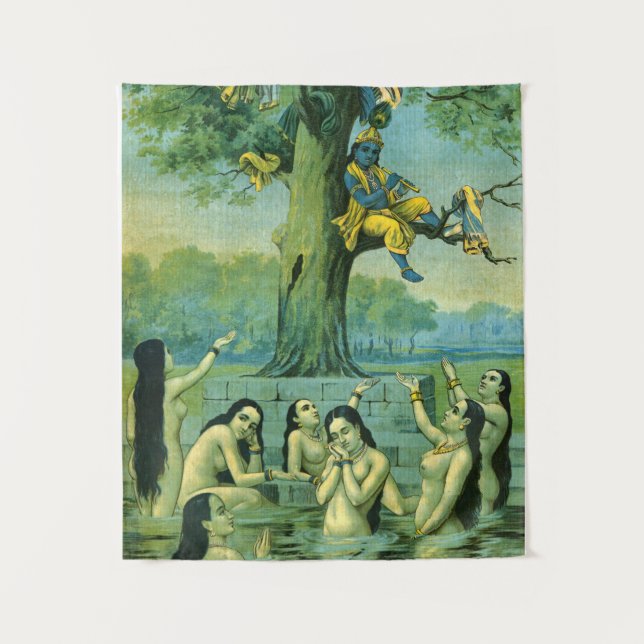 Tapiz Krishna Leela por Raja Ravi Varma (Anverso)