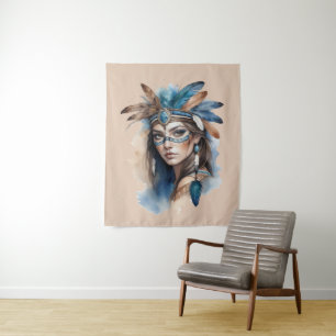 Tapiz La belleza tribal de las acuarelas: el espíritu de