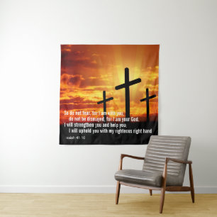 Tapiz La Biblia Inspiradora personalizado Verse Cross Su