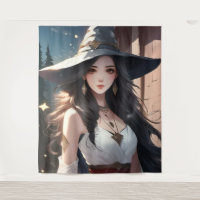 La bruja en el arte de la pared blanca