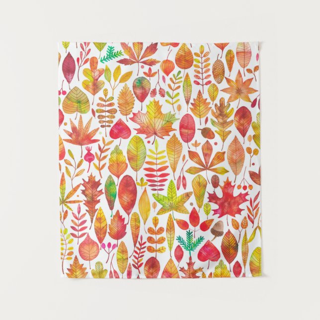 Tapiz La caída de las acuarelas en otoño deja un patrón  (Anverso)