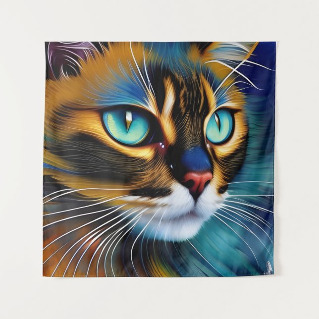 Tapiz La cara de un lindo Lynx punto Siamese (Anverso)