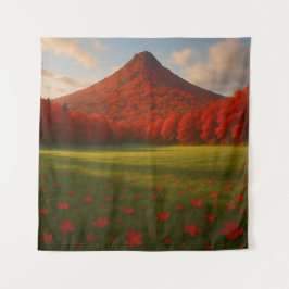 Tapiz La Cumbre Ardiente de Otoño: Silencio Rojo sobre e