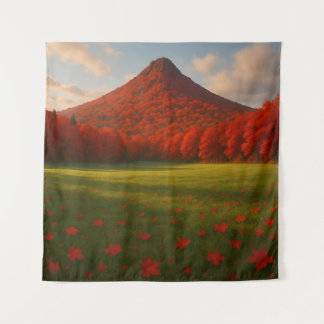 Tapiz La Cumbre Ardiente de Otoño: Silencio Rojo sobre e