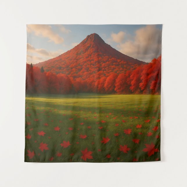 Tapiz La Cumbre Ardiente de Otoño: Silencio Rojo sobre e (Anverso)