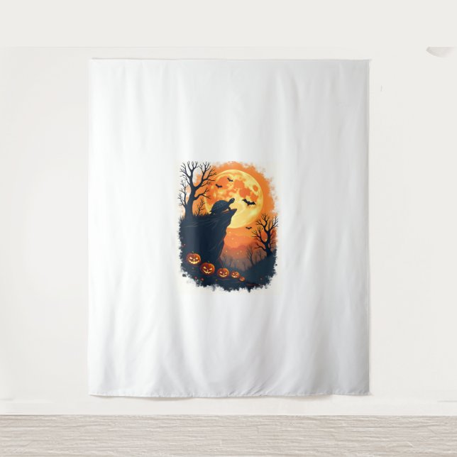 Tapiz La divertida Tortoise Halloween Silhouette Spooky  (Anverso)