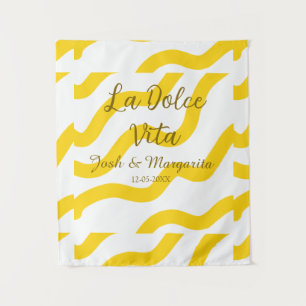 Tapiz La Dolce Vita amarillo pareja de boda Nombre fecha