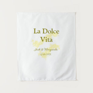Tapiz La Dolce Vita amarillo pareja de boda Nombre fecha