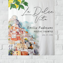 Tapiz La Dolce Vita Italiana Bridal Shower Backdroop