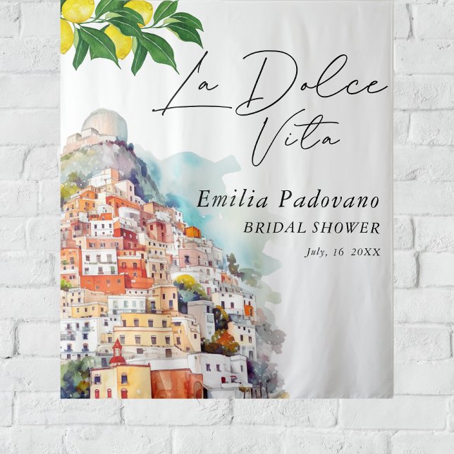 Tapiz La Dolce Vita Italiana Bridal Shower Backdroop (Subido por el creador)