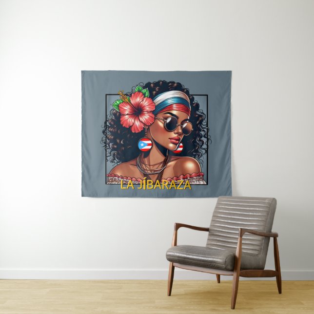 Tapiz La Jíbaraza 6 – Puerto Rican Jíbara Art • Boricua (In situ (horizontal))