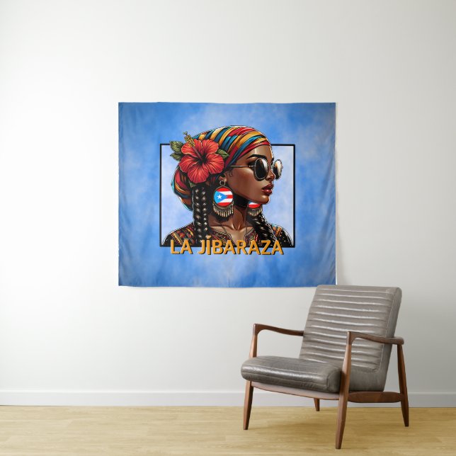 Tapiz La Jíbaraza 9 – Puerto Rican Jíbara Art • Boricua (In situ (horizontal))