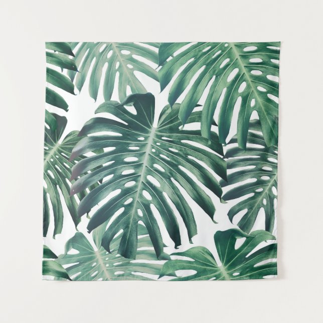 Tapiz La jungla tropical deja el fondo floral (Anverso)