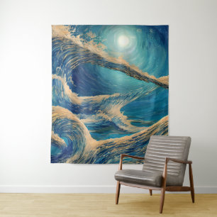 Tapiz La magnífica ola del océano azul