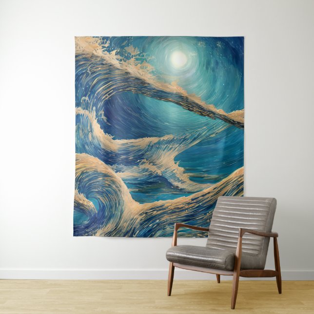 Tapiz La magnífica ola del océano azul (In situ)