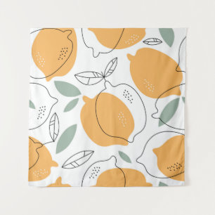 Tapiz La mano dibujó el fondo de los lemones. Patrón sin