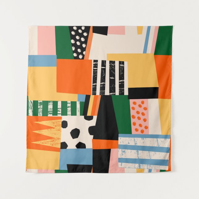 Tapiz La mano dibujó varias formas. Resumen contemporáne (Anverso)