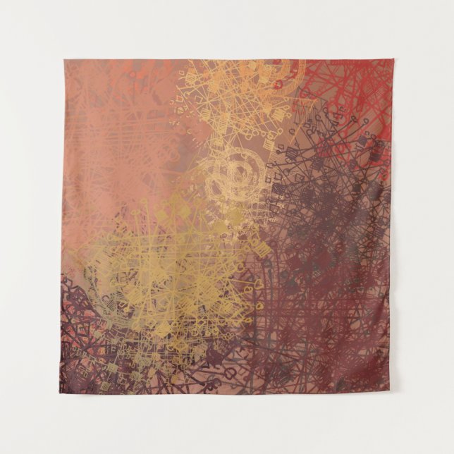 Tapiz La mano hizo arte. Textura colorida. Arte moderno. (Anverso)