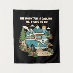 Tapiz La Montaña Está Llamando Camioneta Camper Retro Na