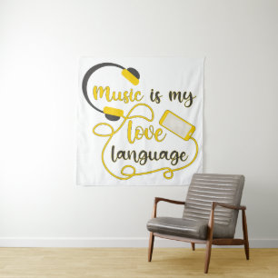 Tapiz La música es mi lenguaje amoroso frase romántica