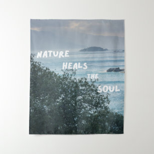 Tapiz La naturaleza cura el alma, citas, tipografía, vis