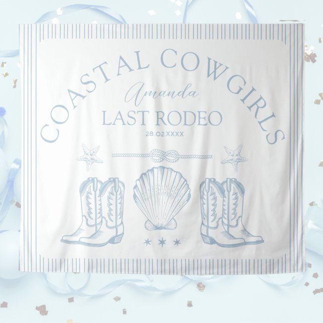Tapiz La niña de la costa bota la fiesta de la soltera o (Coastal Cowgirl Boots Western Bachelorette Party Tapestry for the perfect coastal bridal shower)