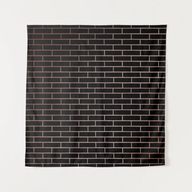 Tapiz La pared de ladrillo negro oscuro tiene una superf (Anverso)