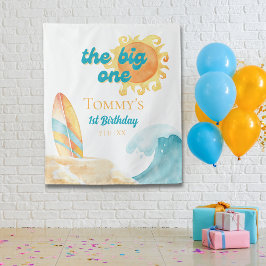 Tapiz La playa Big One Watercolor 1° cumpleaños